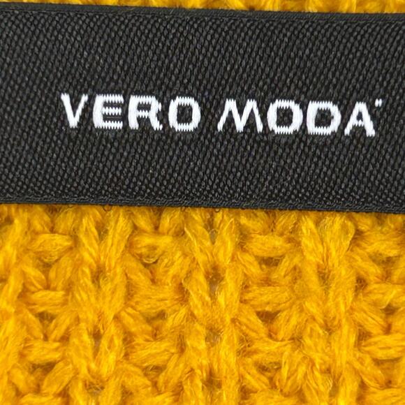 VERO MODA Sweater Womens Medium Mustard Yellow Pullover Sweater Balloon Sleeve - Picture 4 of 10